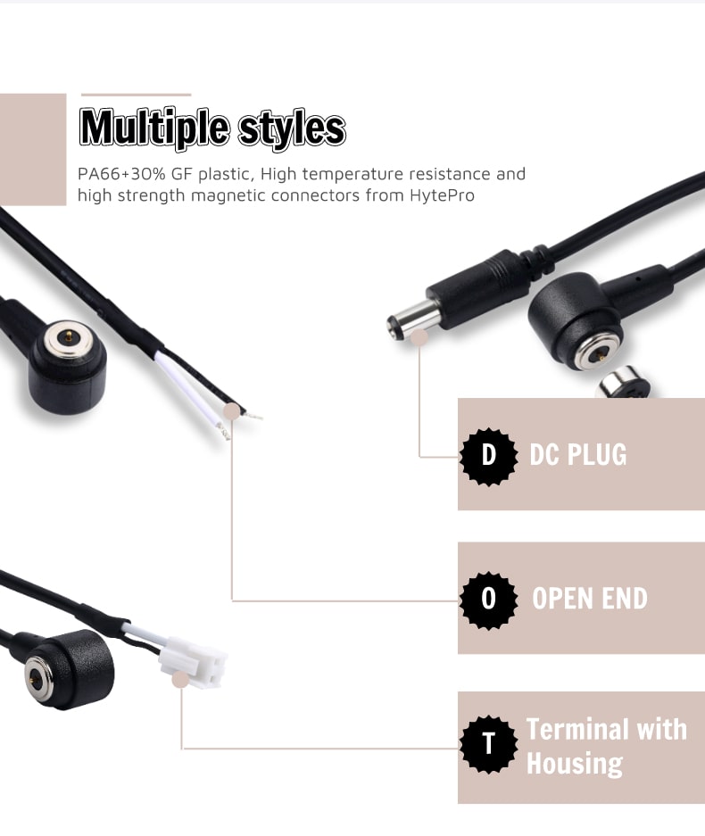 Circular 6 Amps High Current 2 Pins Power Magnetic Connector Right Angle Magnetic Charging Cable 