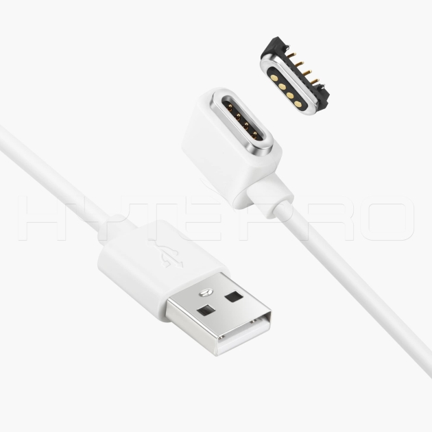 Right angle 4 pin magnetic pogo charging and data connector cable M501W